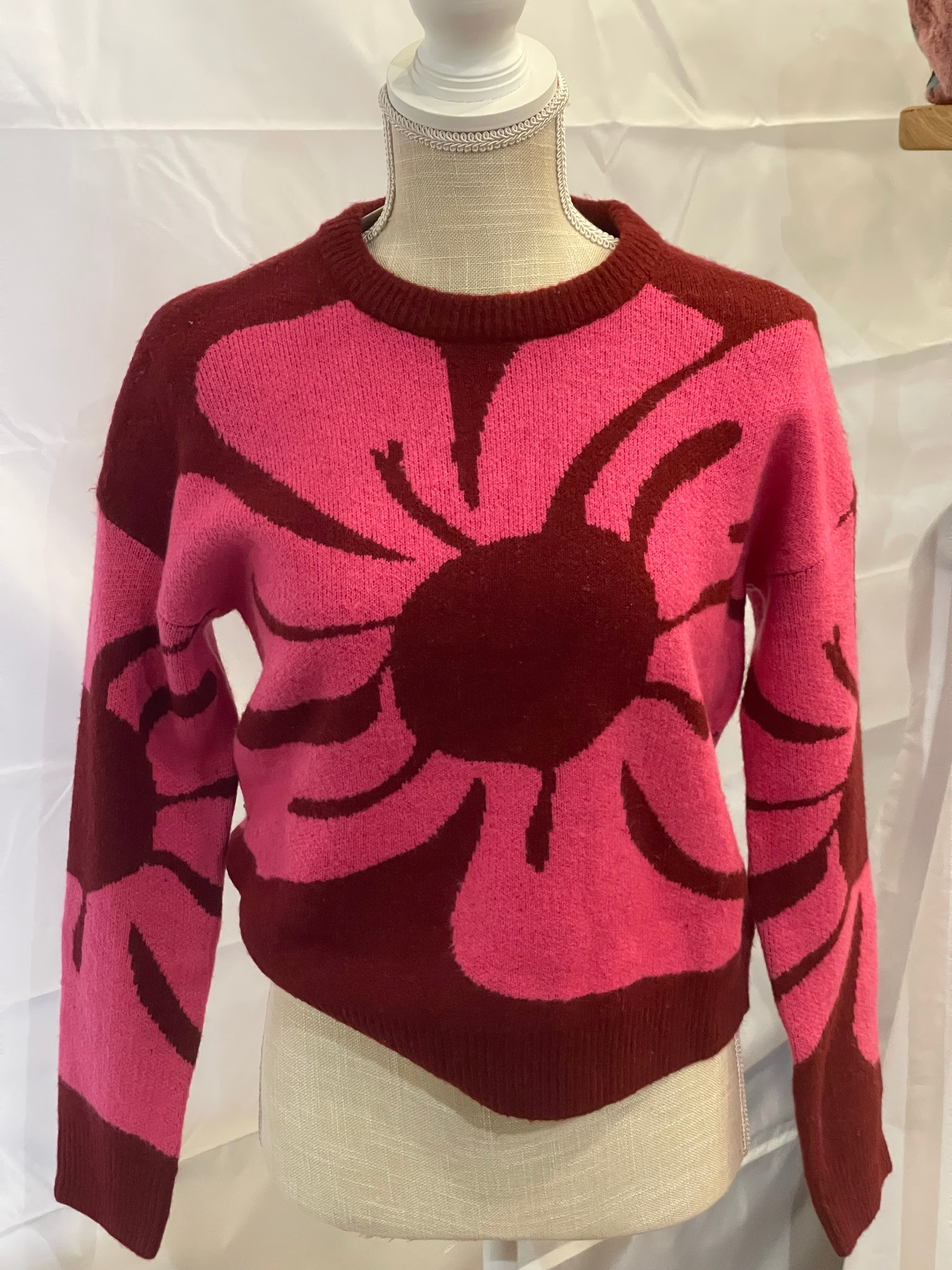 Pink Flower Sweater