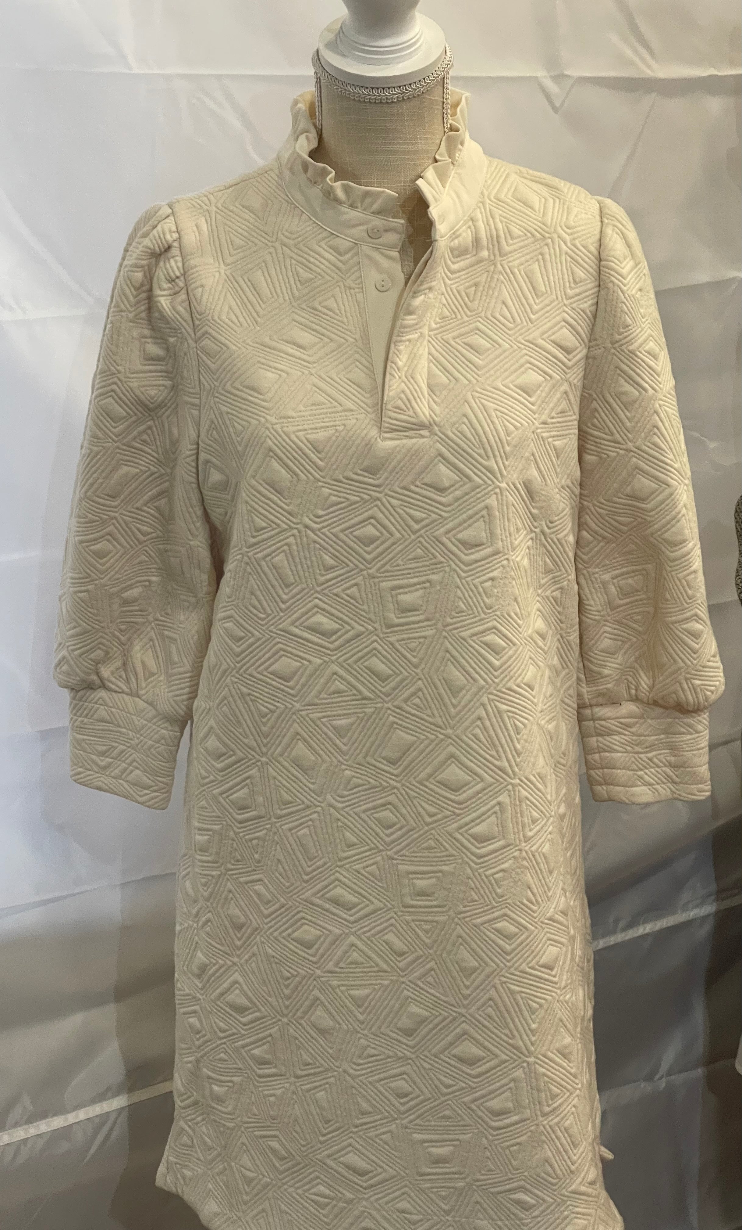 Cream Quilted Dress