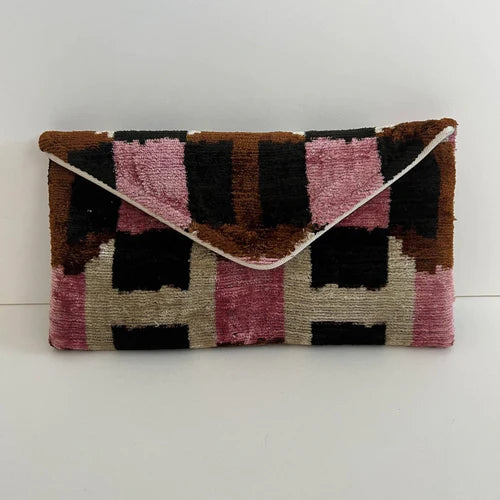 Pink/Brown/Black Square Envelope Silk Bag
